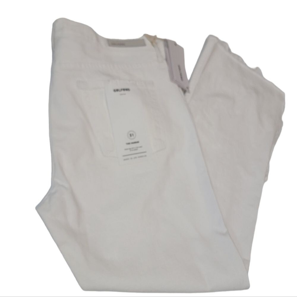 GRLFRND The Maran Wide Leg Split Hem Mid Rise White Jeans NWT size 31